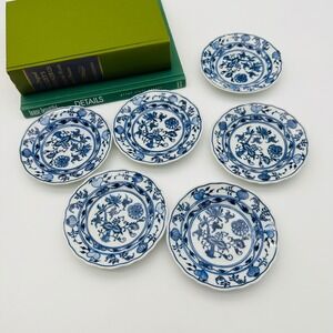 Meissen Blue Onion Carl Teichart Porcelain Small Plate Set of 6 Scalloped 5" 5"